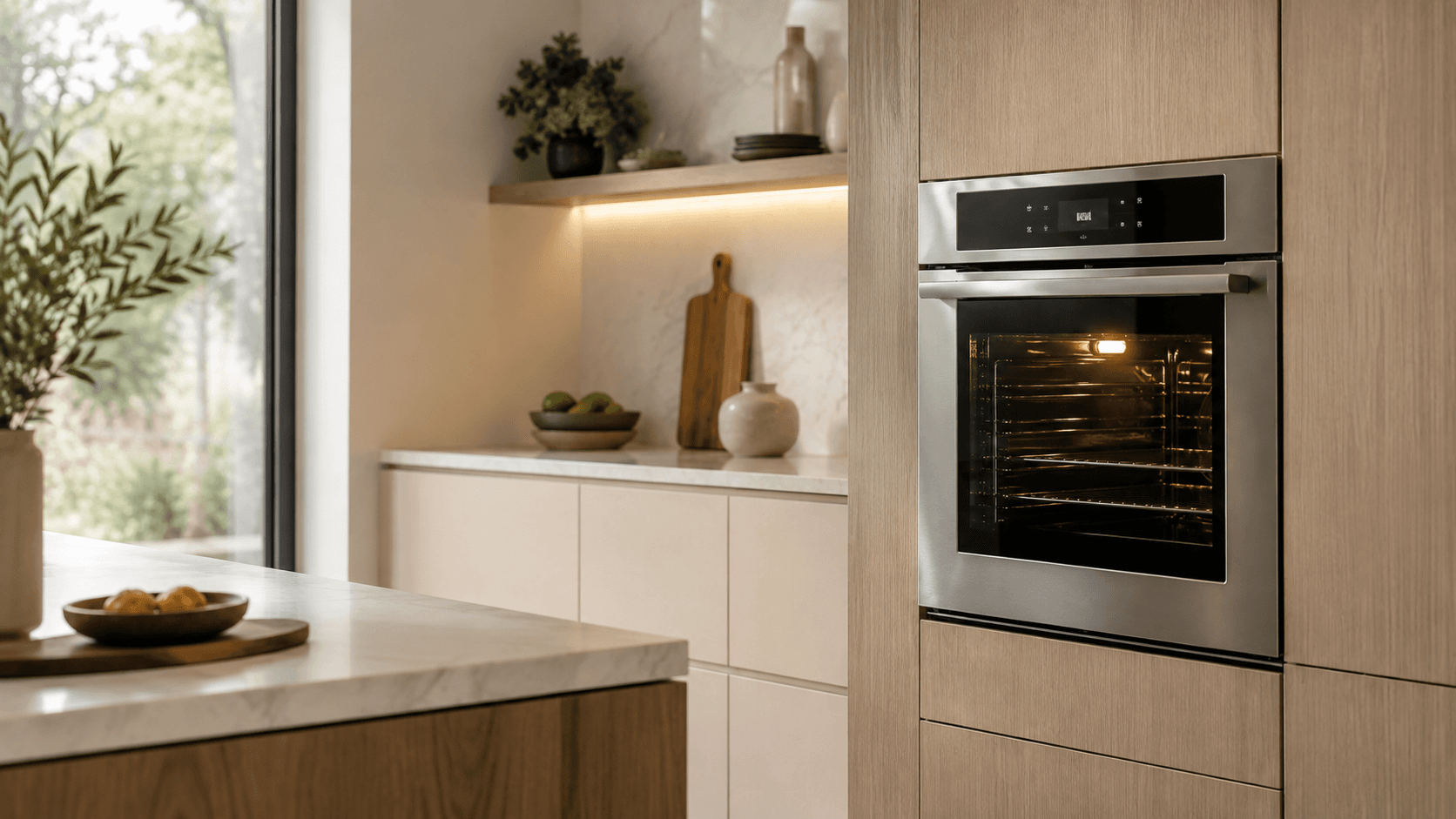 Premium built-in wall oven in an upscale modern kitchen
